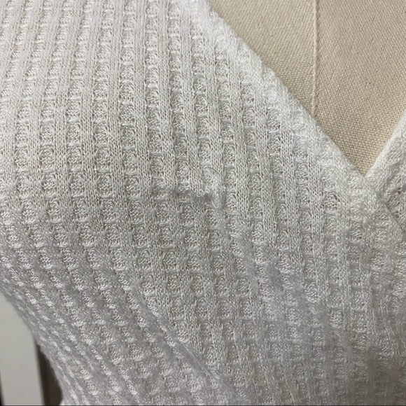 miami | Wrap Front Surplice V Neck Ruffle Cap Sleeve Waffle Knit Blouse - Picture 6 of 12